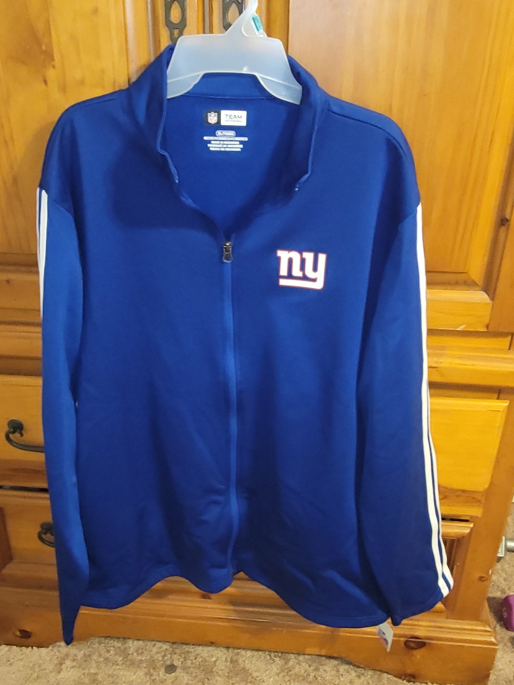 NFL Royal Blue Full-Zip Varsity Jacket with White Sleeve Stripes
